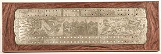 Fine Engraved Cribbage Board with Boxers
