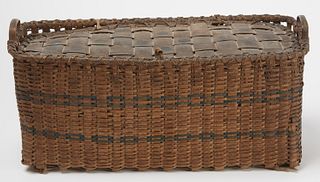Fine Early Decorated Covered & Handled Basket