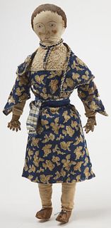 Large Early Cloth Doll with Painted Face