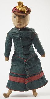 Early Cloth Doll with Indigo Dress