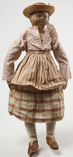 Large Early Cloth Doll with Painted Face