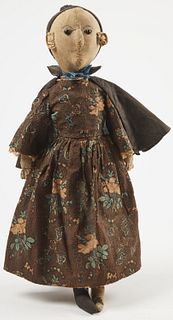 Early Cloth Doll with Black Cape