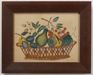 Watercolor Basket of Fruit Theorem on Paper