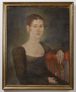 Pastel Portrait of a Lady in a Red Chair