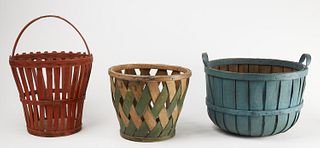 Three Painted Gathering Baskets