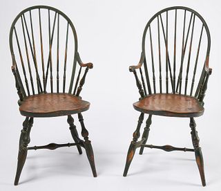 Pair of Rhode Island Windsor Arm Chairs