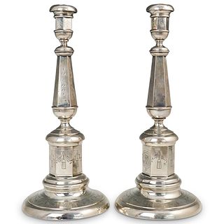 Pair of Of Antique English Sterling Silver Candlesticks