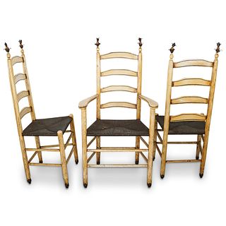 (6 Pc) Set Of Vintage Regency Style Wood Chairs