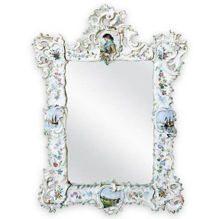 Antique Porcelain Hand Painted Mirror