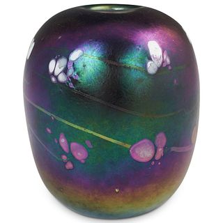 Iridescent Art Glass Purple Vase
