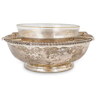 Sterling Silver & Crystal Caviar Serving Dish