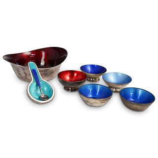 (7Pc) Danish Enameled Sterling Collection