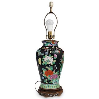 Chinese Famille Noire Porcelain Lamp