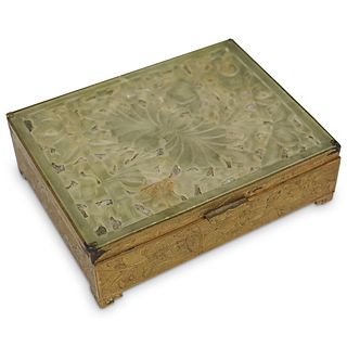 Chinese Jade & Brass Box