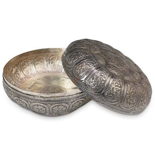 Burmese Silver Round Lidded Box