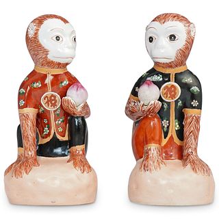 Pair of Chinese Porcelain Monkeys