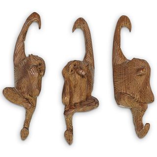Hanging Wood "The Three Wise Monkeys" Sculptures
