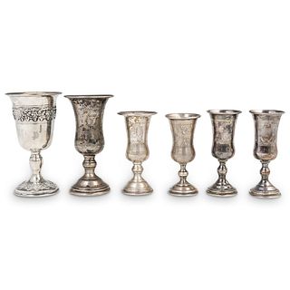 (6 Pc) Collection Of Sterling Kiddush Cups