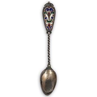 Antique Russian Silver Enamel Spoon