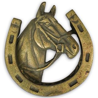 Vintage English Brass Horse Door Knocker