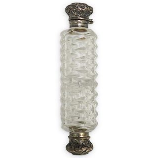 Antique Silver and Crystal Cut Perfume Bottle