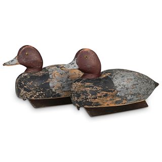 Pair Of Maine Canvasback Wood Decoys