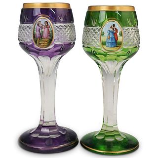 Pair Of Bohemian Crystal Goblets