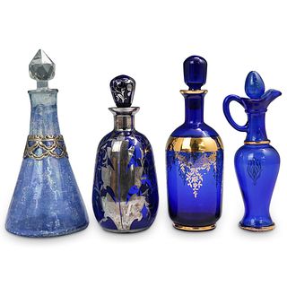 (4 Pc) Blue Art Glass Grouping