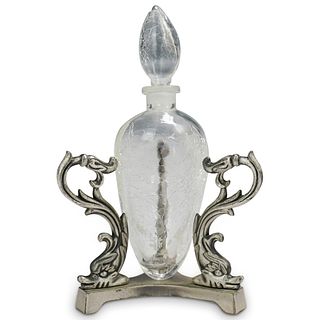 Crystal Crackled Glass Perfume Bottle w/ Stand