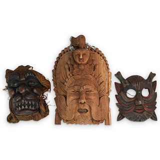 (3 Pc) Indonesian Wooden Barong Masks