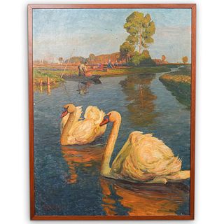 Richard-Hermann Eschke (German 1859 - 1944) Oil On Canvas