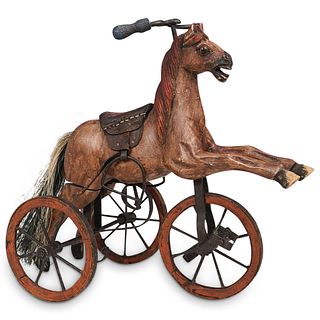 Antique Carved Wood Horse Tricycle