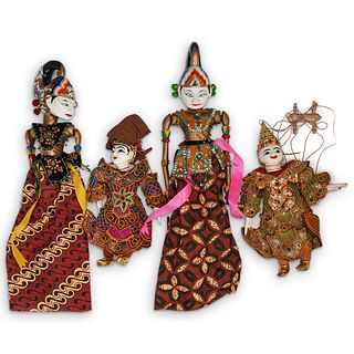 (4 Pc) Antique Burmese Marionette Puppets