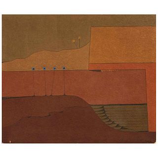 CARLOS CUÉLLAR, Untitled, Signed and dated 67 on front, Signed and dated 1967 on back, Oil and sand on canvas, 39.3 x 47.2" (100 x 120 cm)
