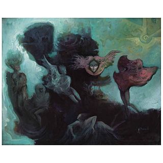 MANUEL BUENO, Fantasía de una sombra, Signed, Oil on canvas, 15.7 x 19.6" (40 x 50 cm)