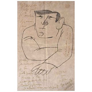 JOSÉ LUIS CUEVAS, Retrato de Miguel Barbachano Ponce, Unsigned, Graphite pencil and ink on paper, 8.4 x 5.5" (21.5 x 14 cm)
