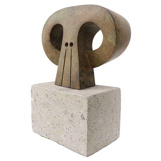 FRANCISCO REVERTER, Gólgota, Signed and dated 2020, Bronze sculpture 6/9 stone base, 10.2 x 7.4 x 3.9" (26 x 19 x 10 cm) with base