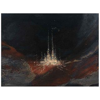 LEONARDO NIERMAN, Ciudad encantada, Signed, Acrylic on masonite, 23.6 x 31.4" (60 x 80 cm)