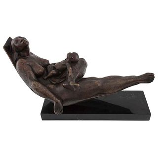 OLGER VILLEGAS, Untitled, Signed twice and dated II - 86, Bronze sculpture II / VII on marble base, 12.5 x 21.4 x 10.4" (32 x 54.4 x 26.5 cm)