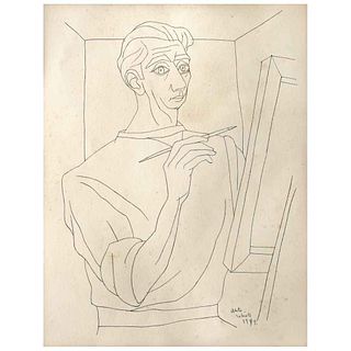 CARLOS OROZCO ROMERO, Boceto para autorretrato, Unsigned, Dated 1949, Ink on paper, 13.9 x 10.8" (35.5 x 27.5 cm)