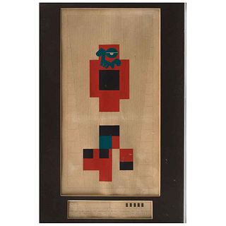 CARLOS MÉRIDA, Boceto para Torre Insignia, Signed and dated 1963, Mixed technique on paper, 18.8 x 9" (48 x 23 cm), Certificate, RECOVERY PRICE
