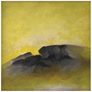 BYRON GÁLVEZ, Paisaje amarillo, Signed and dated 74, Oil on canvas, 35.8 x 35.8" (91 x 91 cm), RECOVERY PRICE