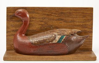 Interesting Carved and Painted Teal