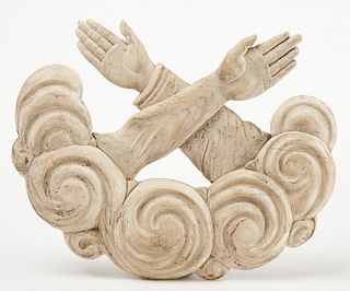 Hands & Cloud Wall Carved Plaque