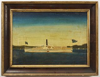 Folk Art Painting of American Steamship Cuba