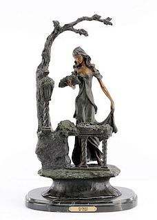 After Icart, "Florist", Bronze Figural Sculpture