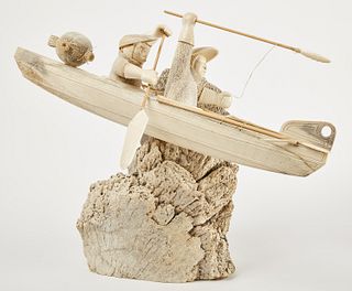 Inuit carved bone sculpture by Kent Heindel