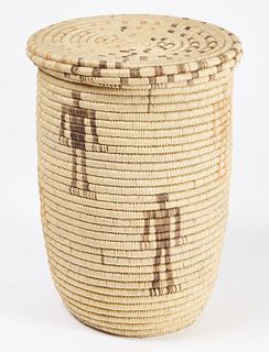 Large Hopi Coiled Basket with Figures