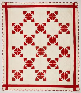 Good Red and White Turkey Tracks Quilt