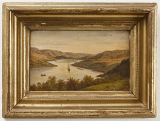 H. Lewis - Hudson River Oil on Panel